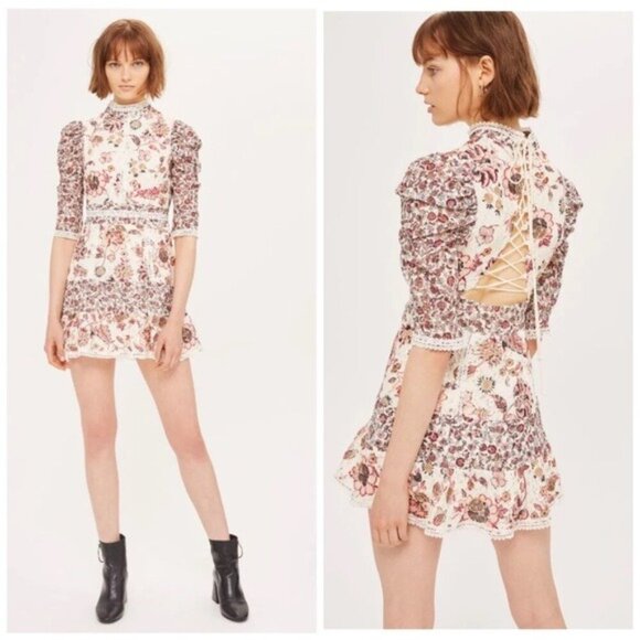 house of Chic Dresses & Skirts - House of Chic Floral Lace-Up Back Dress Size Small